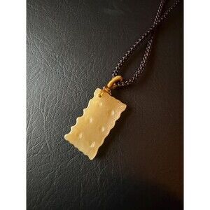 Natural Brown Jade Cracker Shape Pendant Necklace | Handcarved Jade | Minimalist